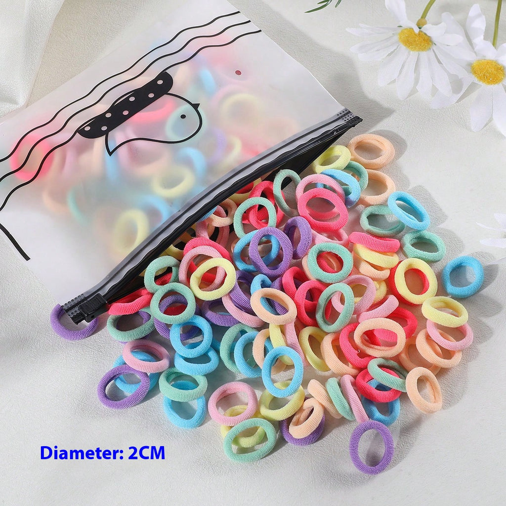 100 Sacs Sans couture Serviette pour enfants Anneau tresses Ne pas nuire cheveux Candy Couleur Rin