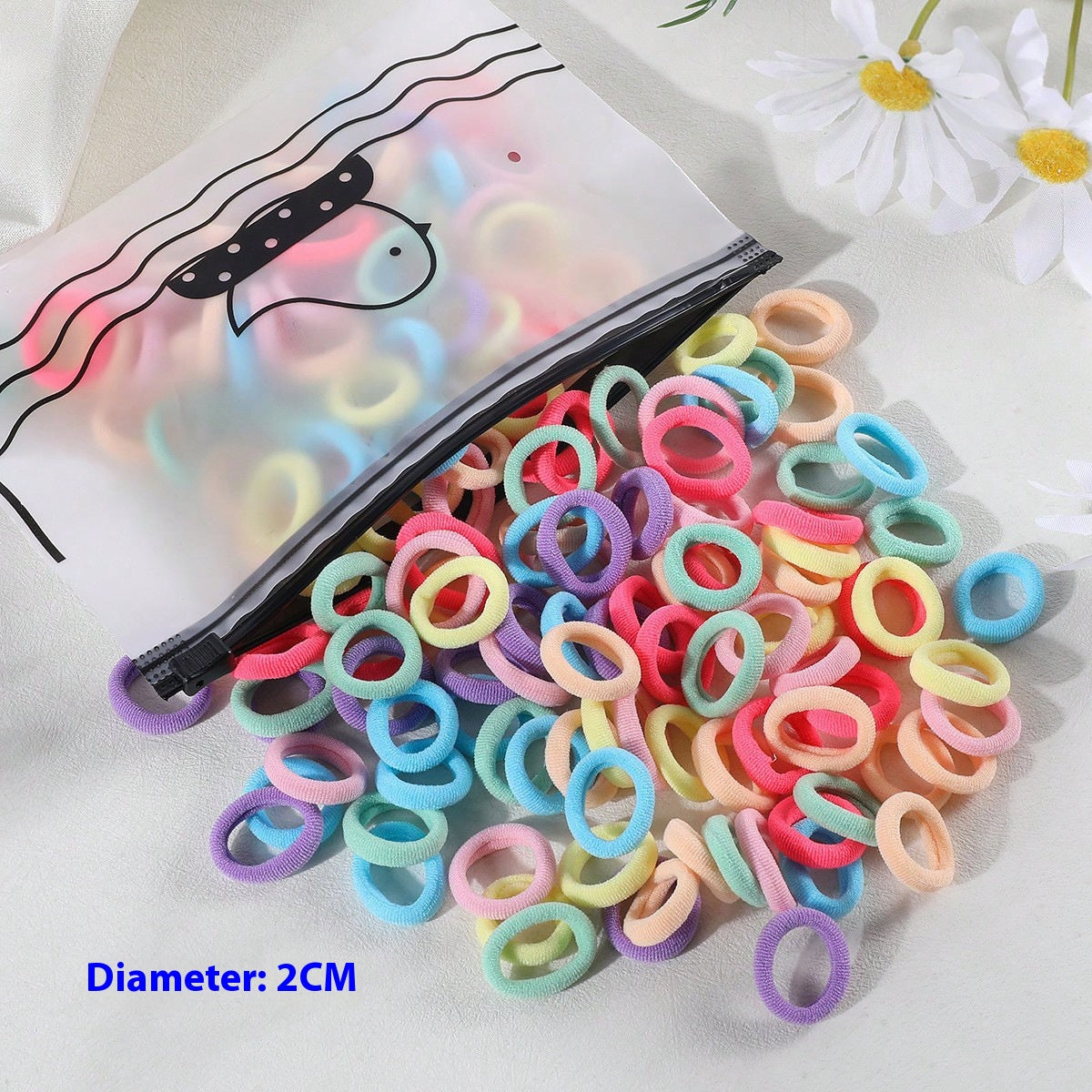 100 Sacs Sans couture Serviette pour enfants Anneau tresses Ne pas nuire cheveux Candy Couleur Rin