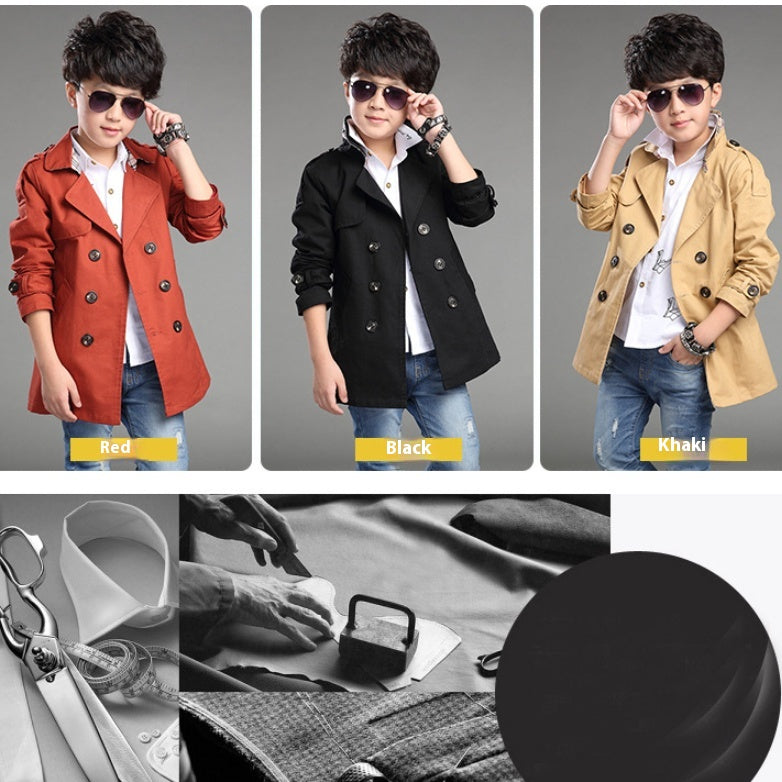 Mid-long Trend Casual Trench Coat pour garçons