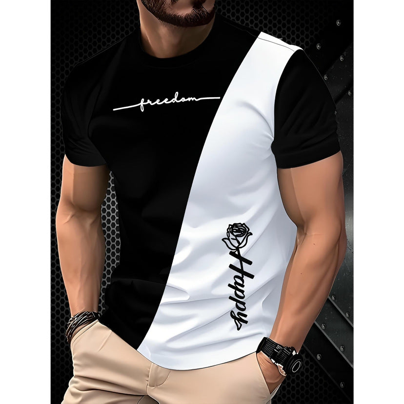 T-shirt homme à manches courtes Business Casual Series Impression numérique 3D