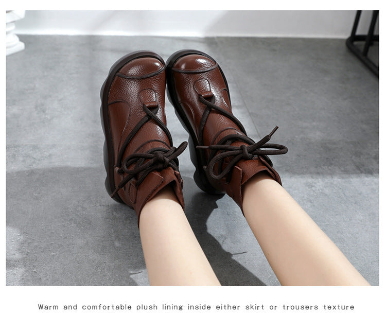 Haut de la couche Cowhide Platform Bottes