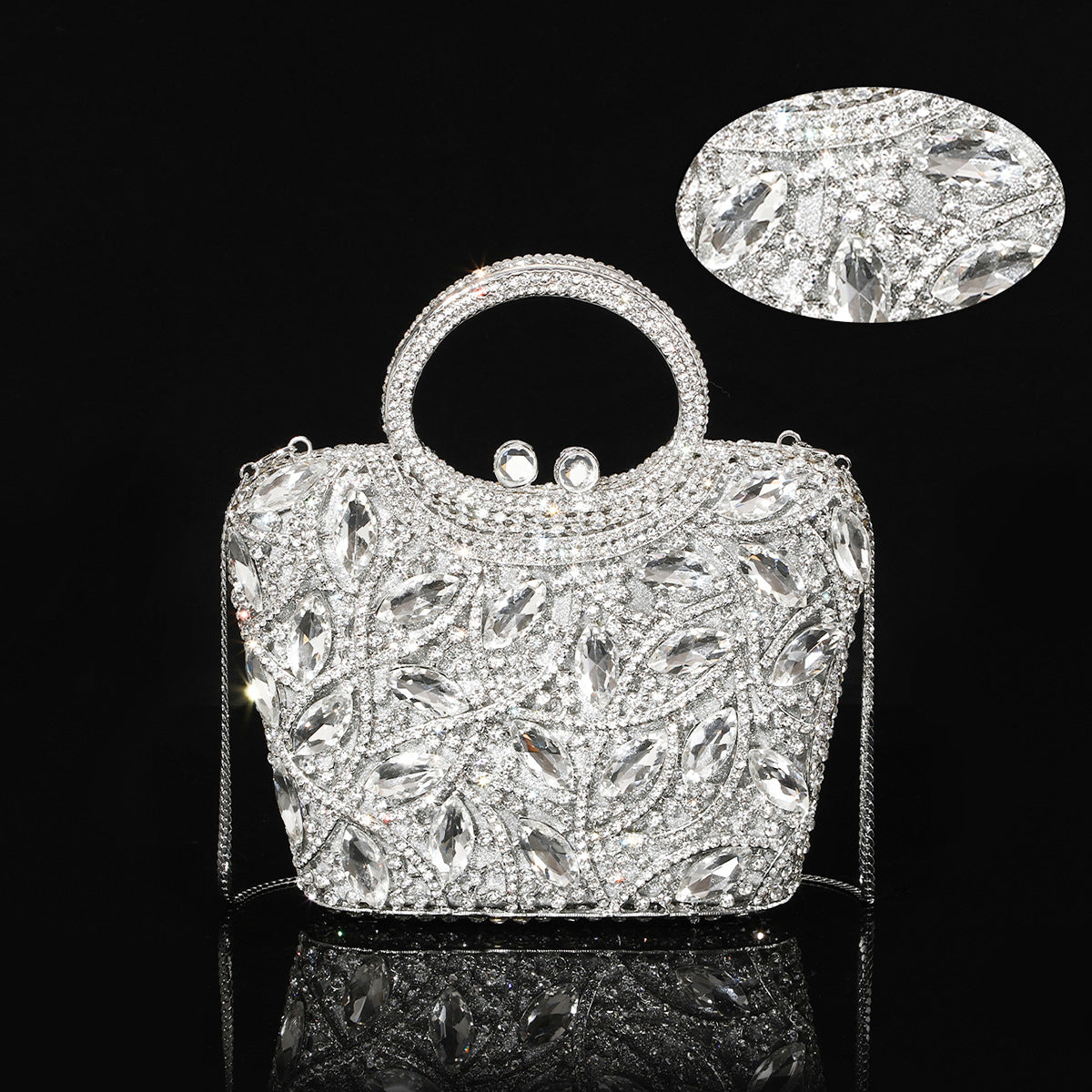 Sac de soirée en strass de bouteille de champagne brillant brillant haut de gamme