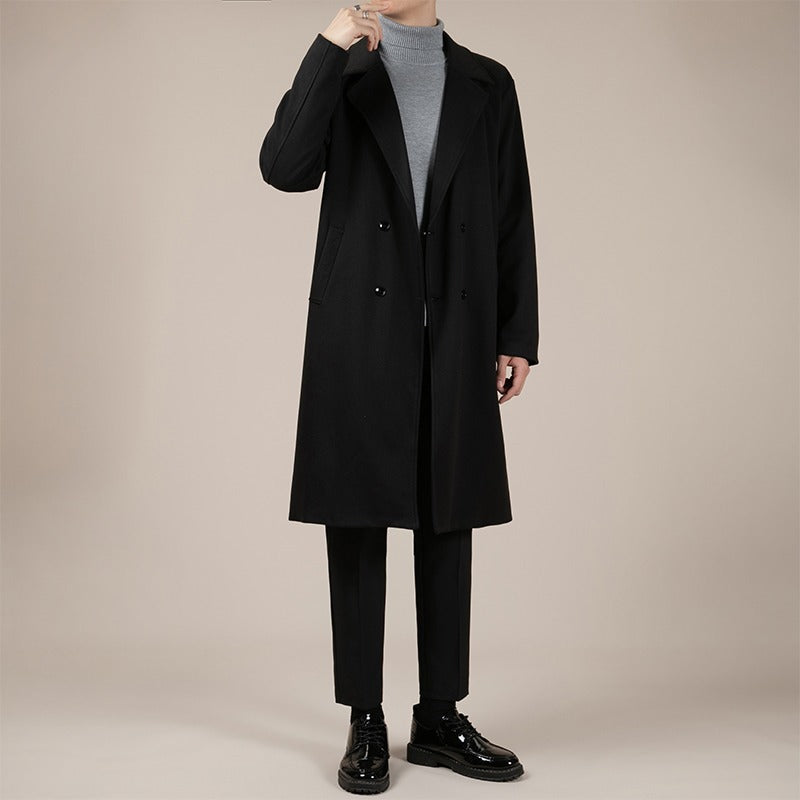 Autumn and Winter Trench Men's Mid-long Woolen Korean Coat