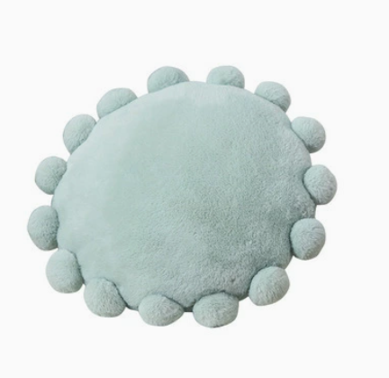 Pomme ronde Pom Fringe en peluche Oreiller à lancer