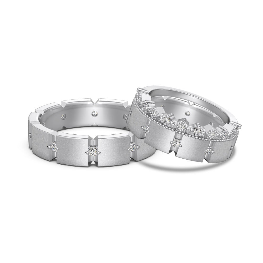 S925 Argent Sterling Hommes et femmes Couple Anneaux Personnalité Mode Rond Zirconium Gang D