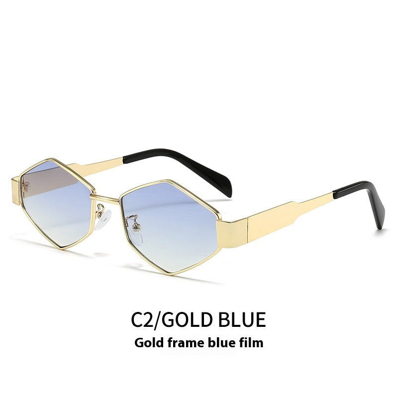 Cool Square Mode Polygon Rhombus Lunettes de soleil en métal