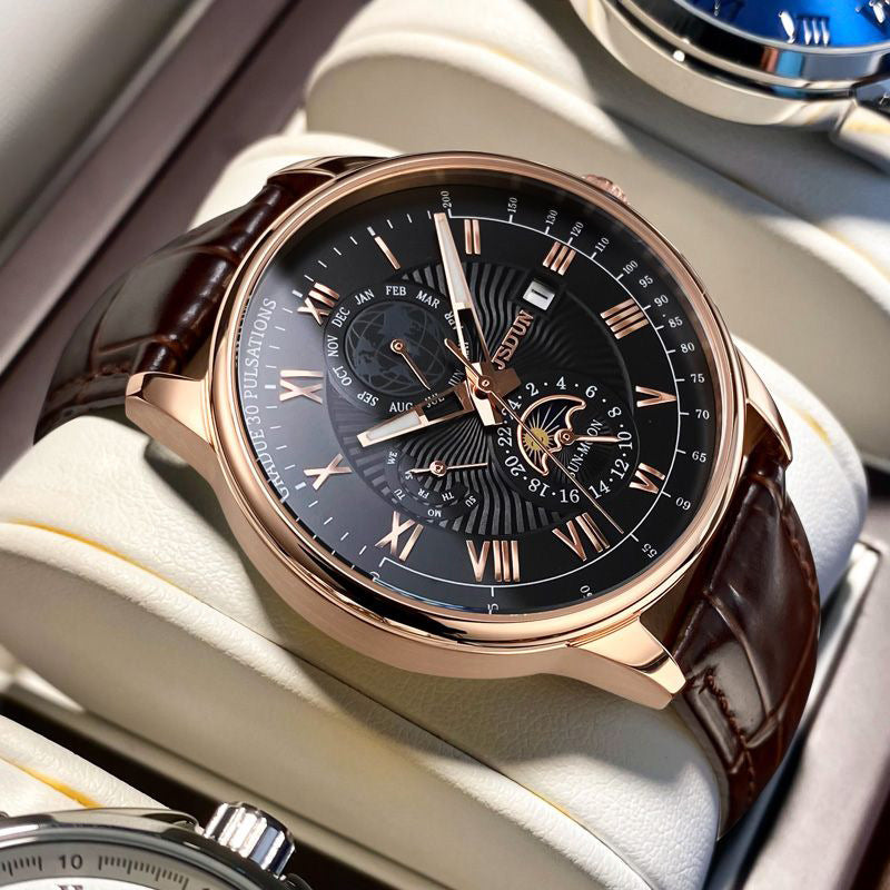 Montre automatique étanche Quartz double calendrier lumineux