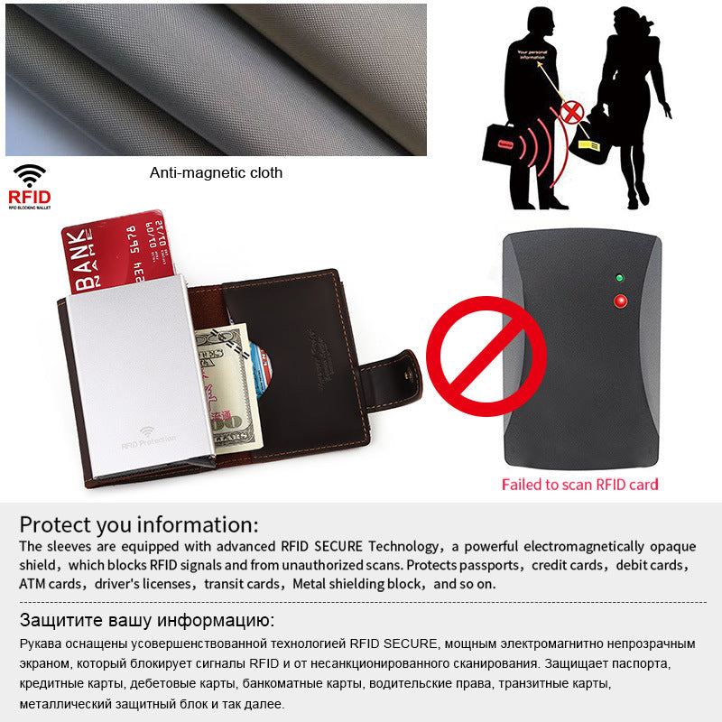 Porte-cartes RFID pop-up automatique Housse de carte en alliage d'aluminium antivol Packag