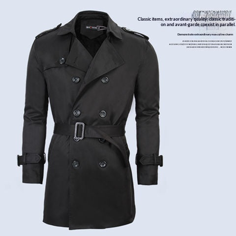 Trench Coat Slim-Fit Plus-Tize Anglais Style Hommes porter pour printemps et automne affaires Casu