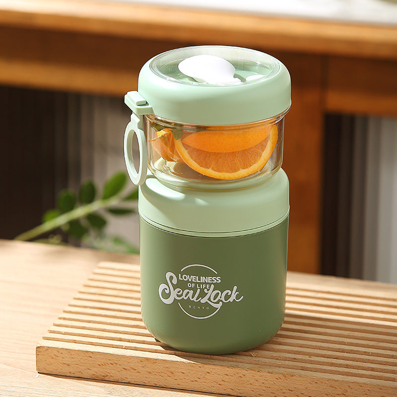 Mug de petit déjeuner en acier inoxydable avec couvercle