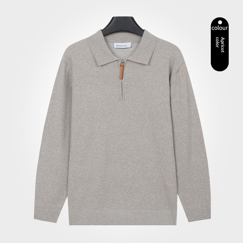 Pull à mailles Lapel avec une demi-zip Et des manches longues pour les hommes