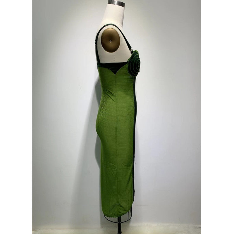Army Green Sling Slim Tempérament Robe