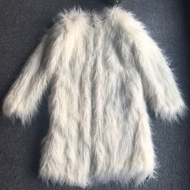 Manteau de peau de mouton pour femmes pour l'automne et l'hiver Long Faux-fur Vêtements de dessus