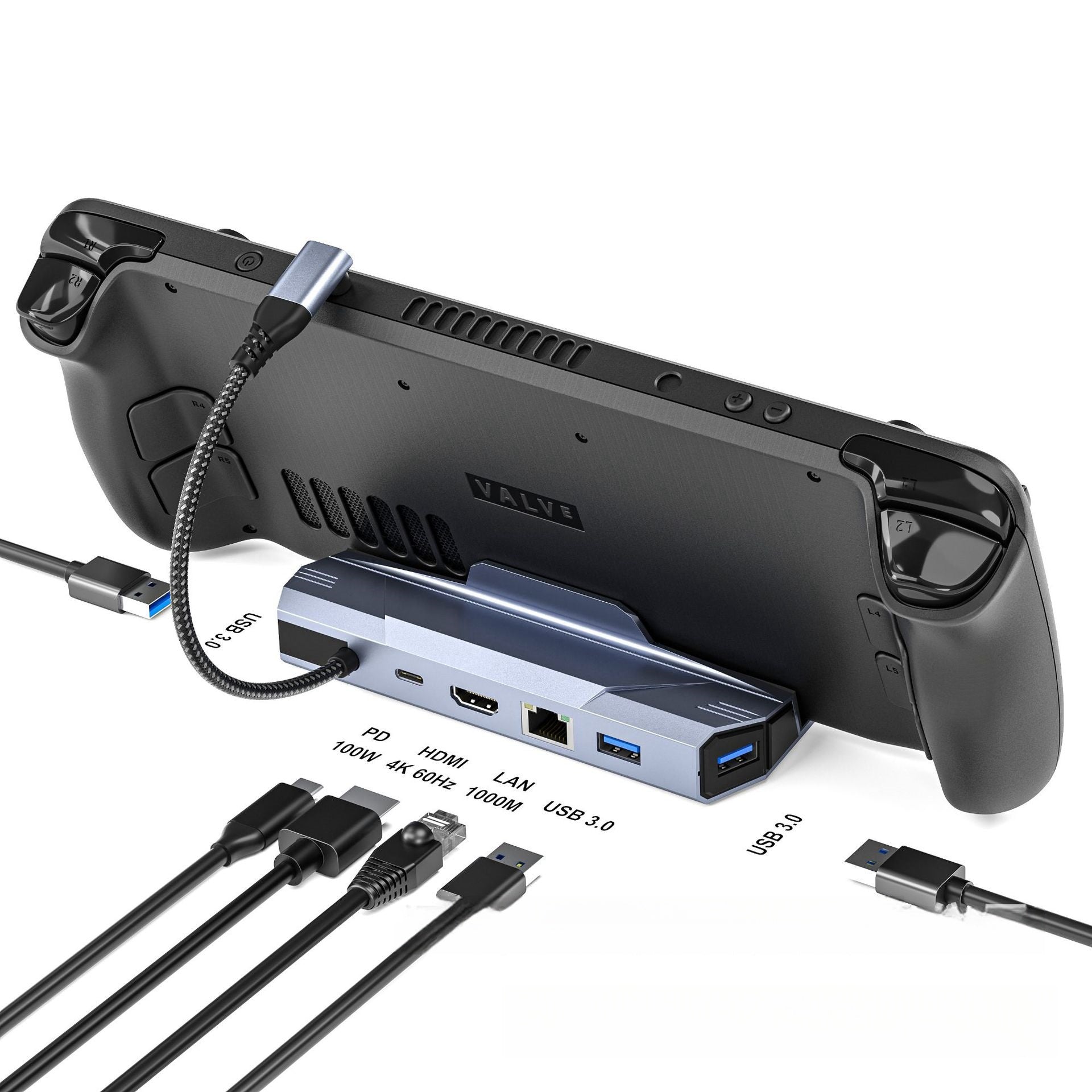 6-en-1 Console de jeu Tablet PC 4khd Multi-fonction Typec Hub Base