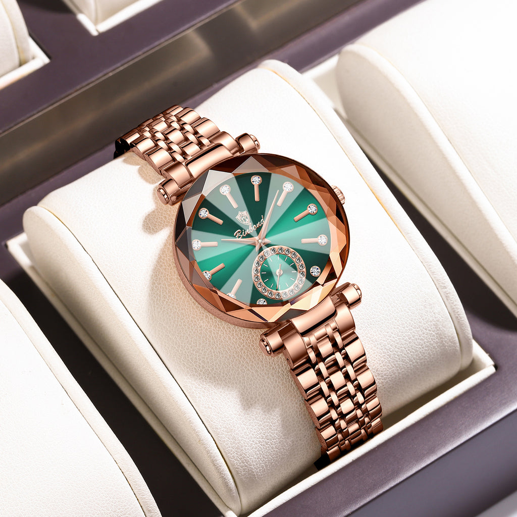 Niche Diamond Ceinture en acier massif Montre imperméable pour femmes