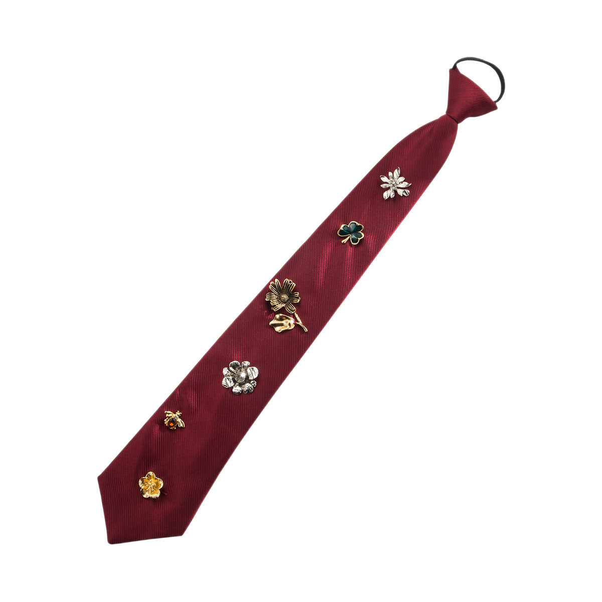 Accessoire aux fleurs en alliage de style rétro avec une cravate rouge et noire