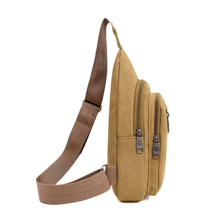 Coiffure de couleur solide Toile Homme Poitrine Crossbody Sac Épaule simple