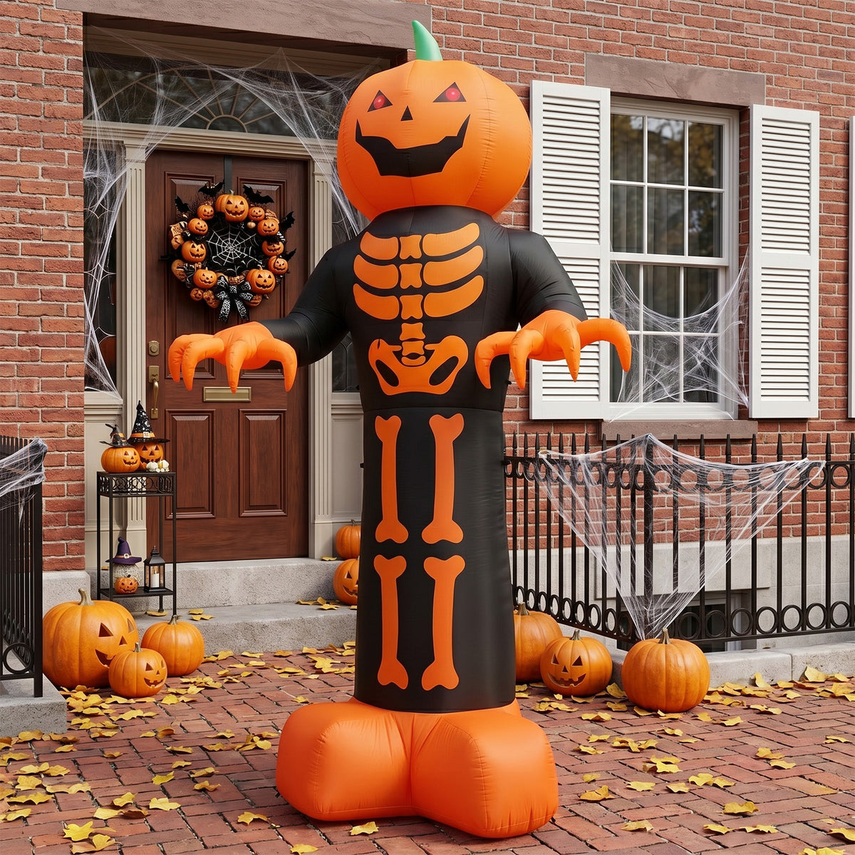 12ft Décor gonflable d'Halloween avec côtes de squelette