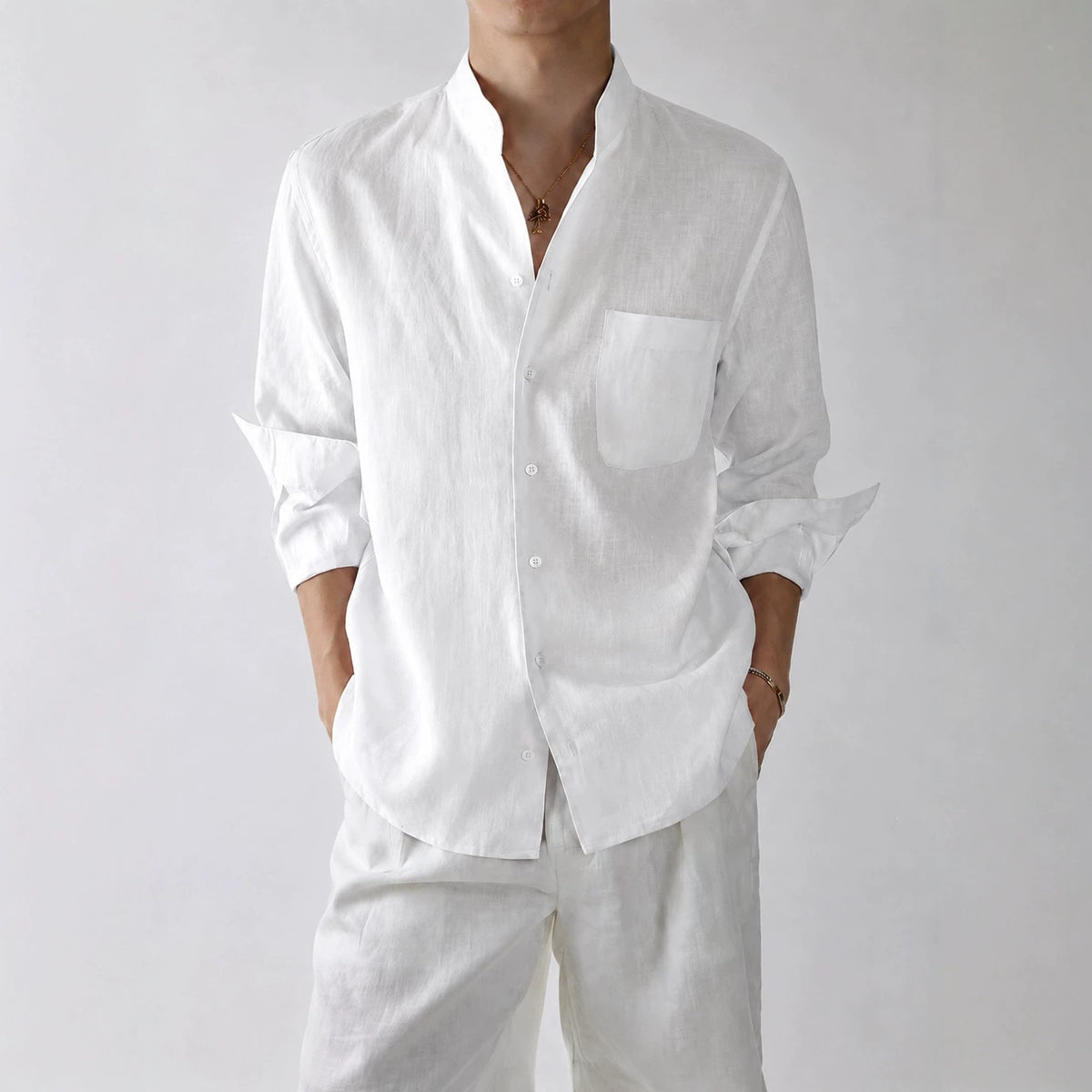 Chemise à manches longues de style rétro homme
