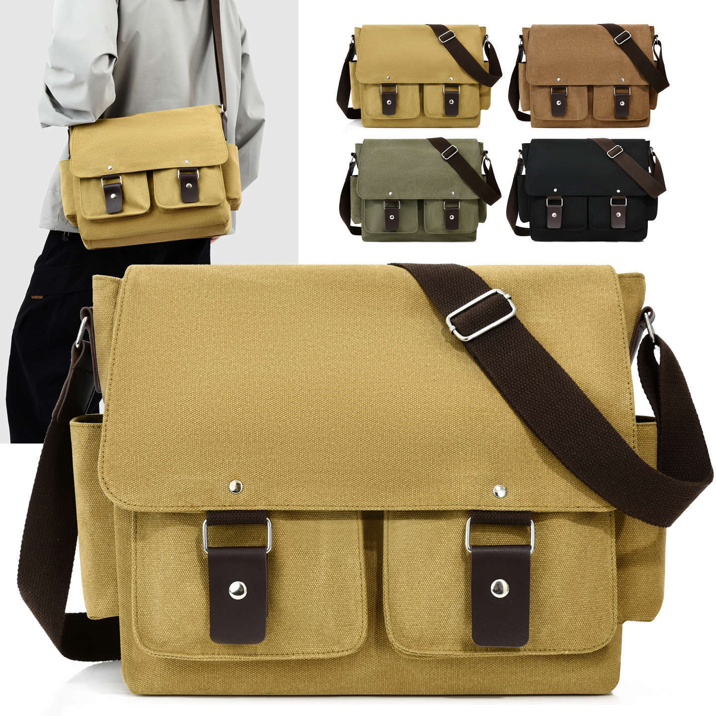 Toile Utilitaire Sac Messenger pour hommes et femmes