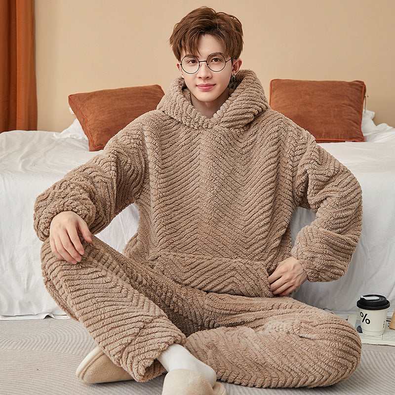 Flannel pour hommes peut être déchiré à l'extérieur Casual vêtements de maison Coral polaire costume