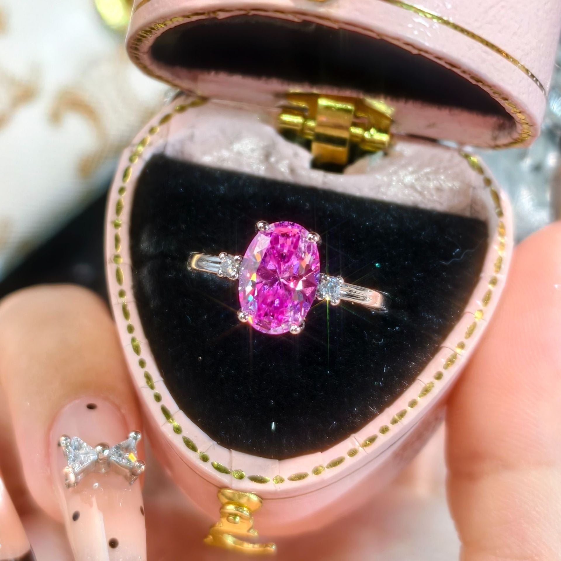 Para Green Ice Flower Cut Sparkling Crushed Ice Zircon Proposition Anneau ouvert pour les femmes Fashio