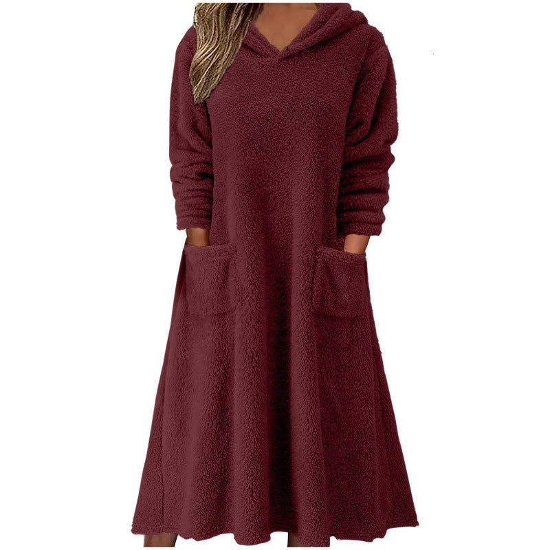 Robe à capuche à manches longues décontractée