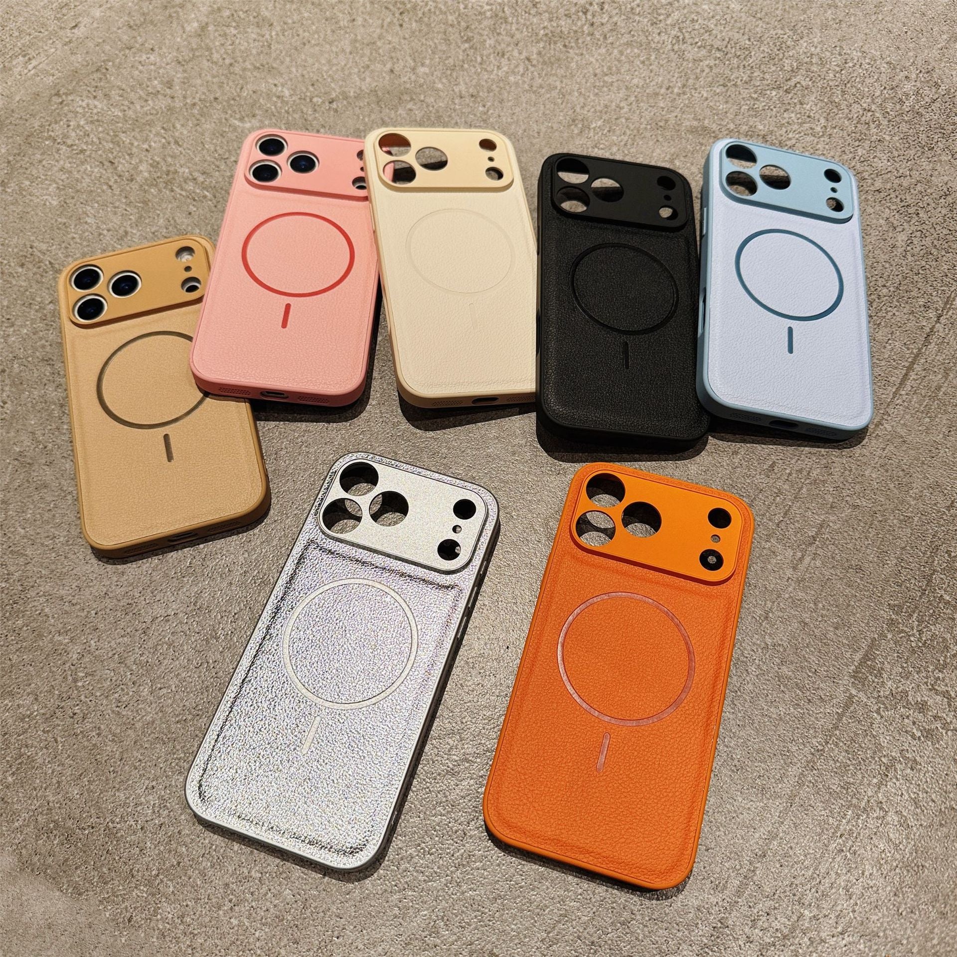 Aspiration magnétique Fine Circle Solid Couleur Fine Trou Protective Sleeve Phone Case