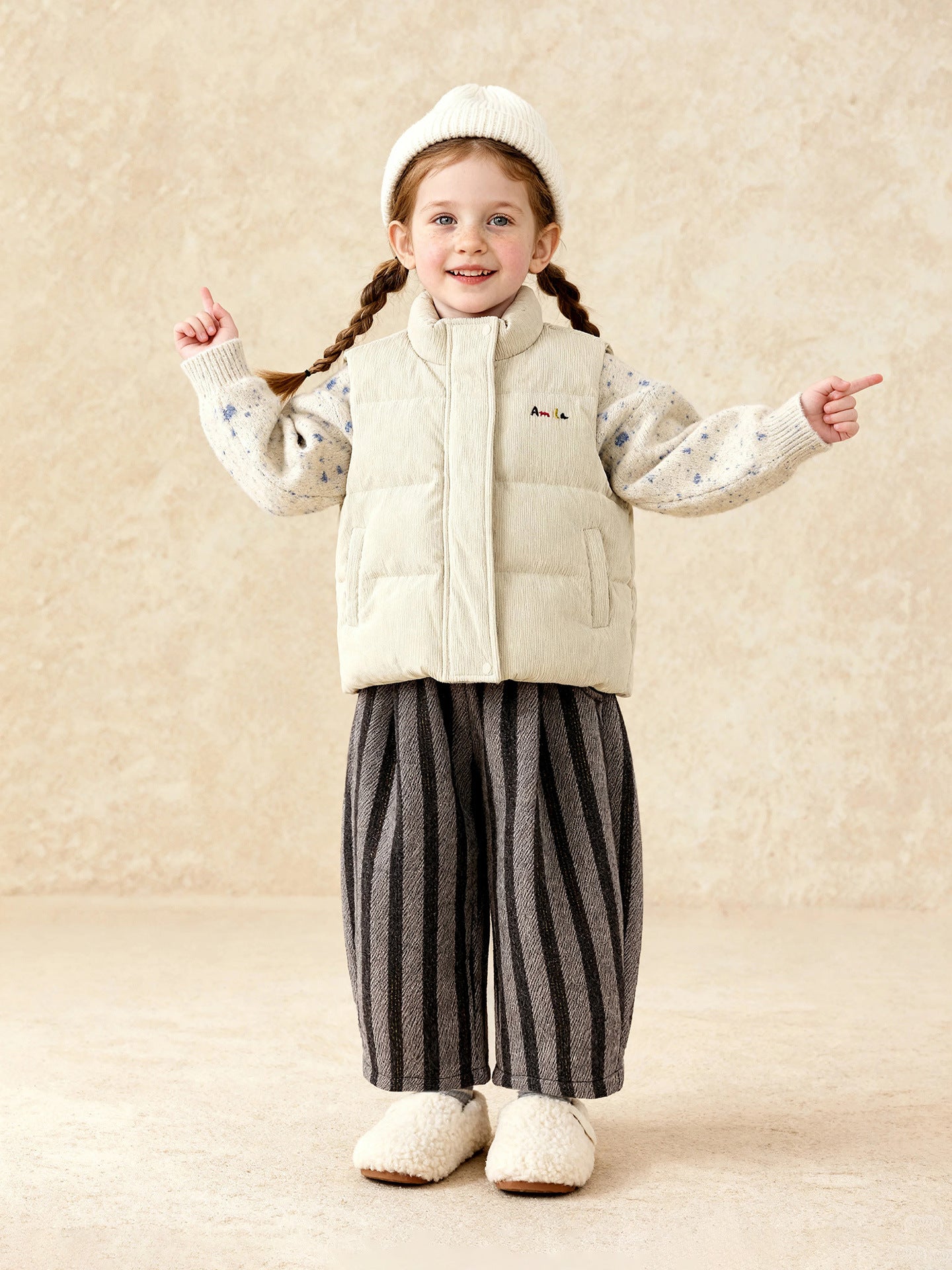 Pantalons rayés pour enfants Pantalons polyvalents et chauds