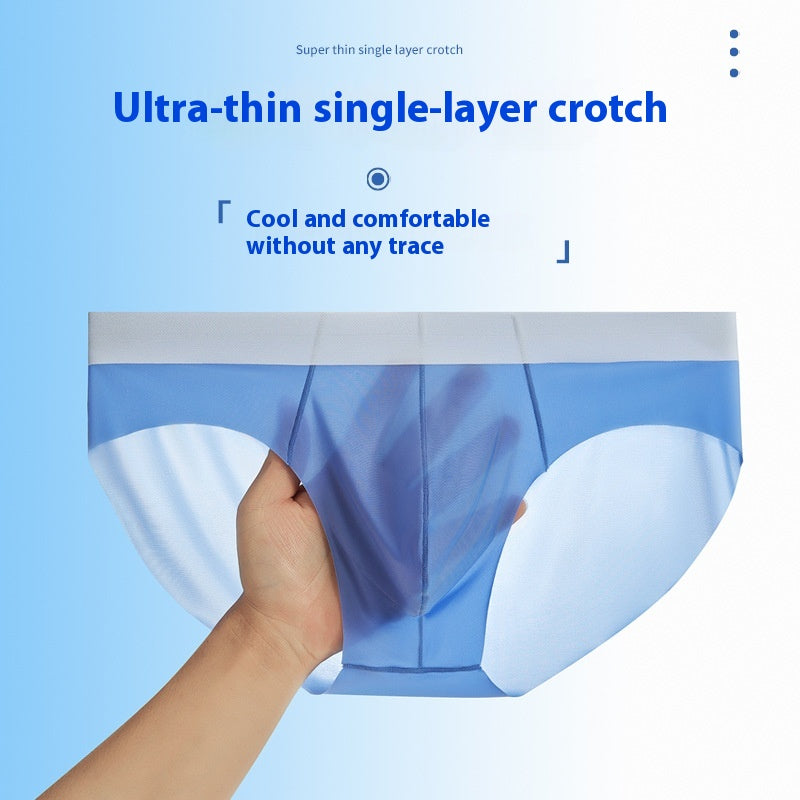 L'été Ice Silk Sous-vêtements pour hommes Nylon Une couche Crotch Respirant Mince