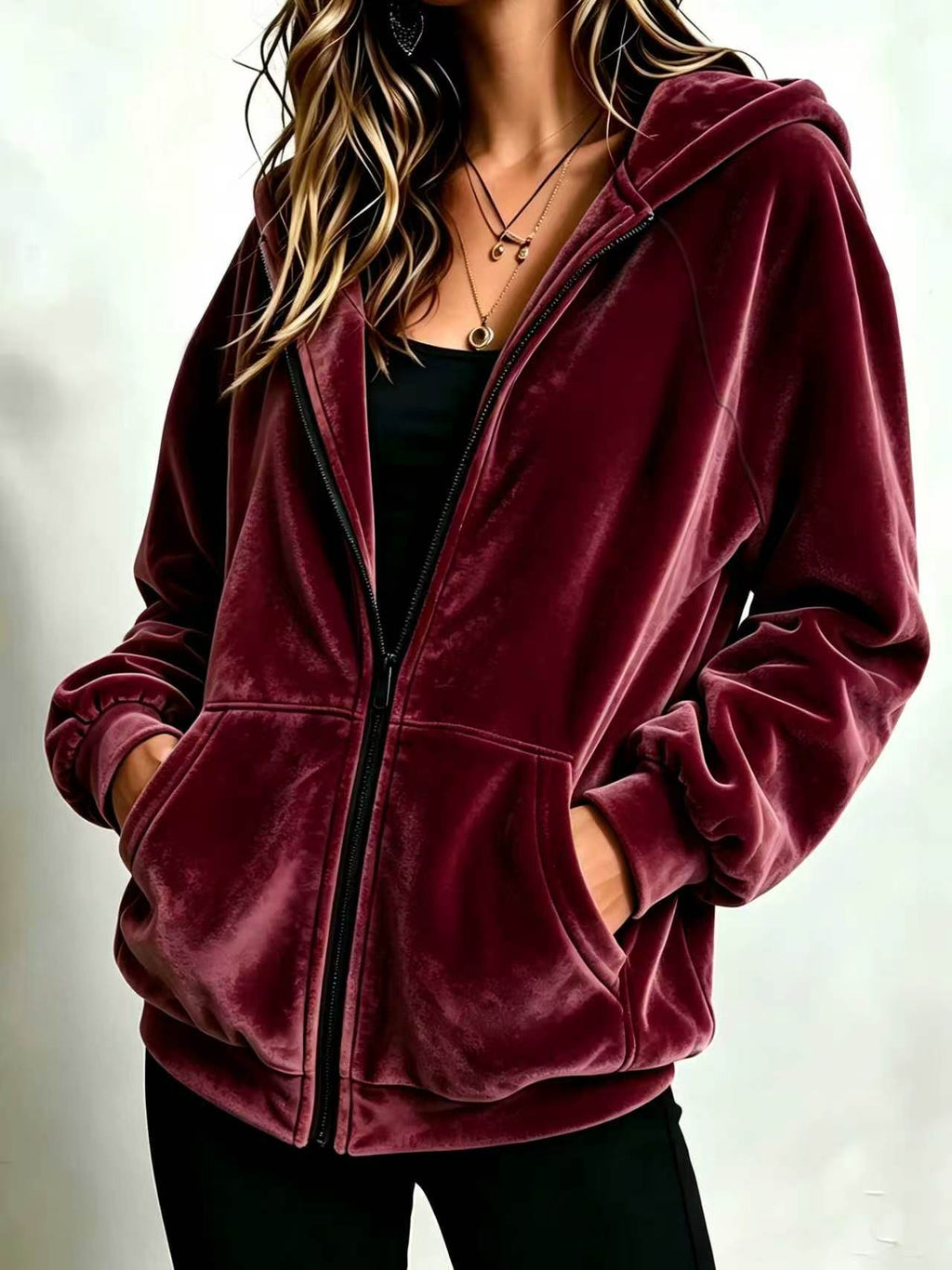 Sweatshirt casual à capuche Zip-up Designer Femmes