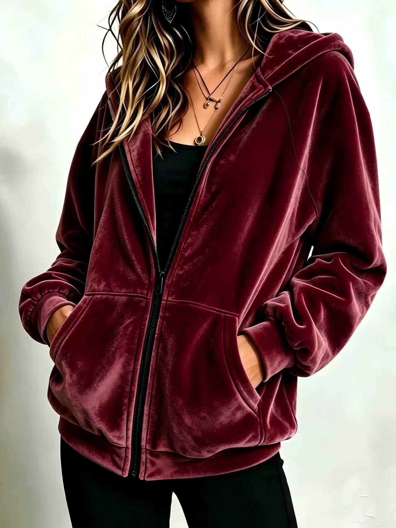 Sweatshirt casual à capuche Zip-up Designer Femmes