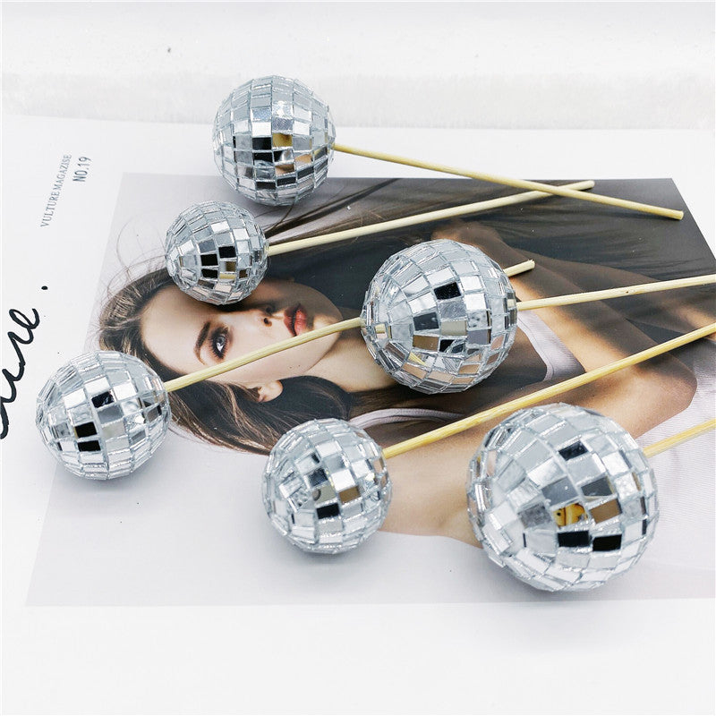 Disco Ball Cake Décoration avec bâton en bois