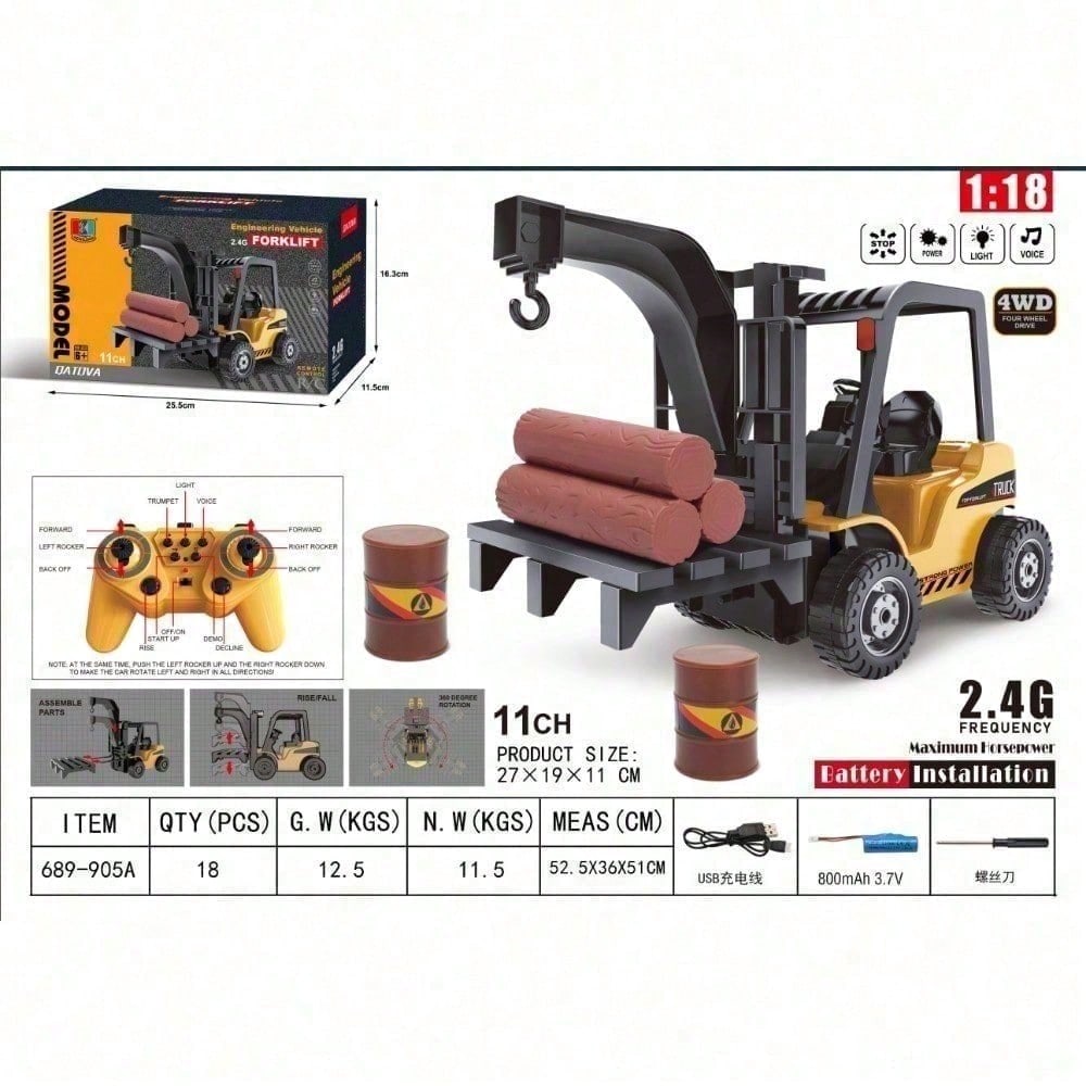 11CH 1 18 Jouet de chariot élévateur RC pour enfants