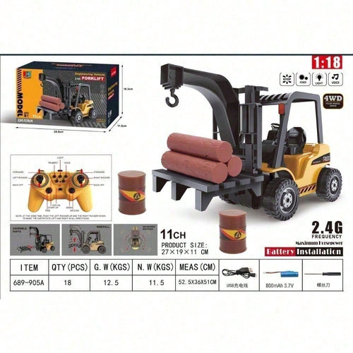 11CH 1:18 RC Forklift Toy for Kids