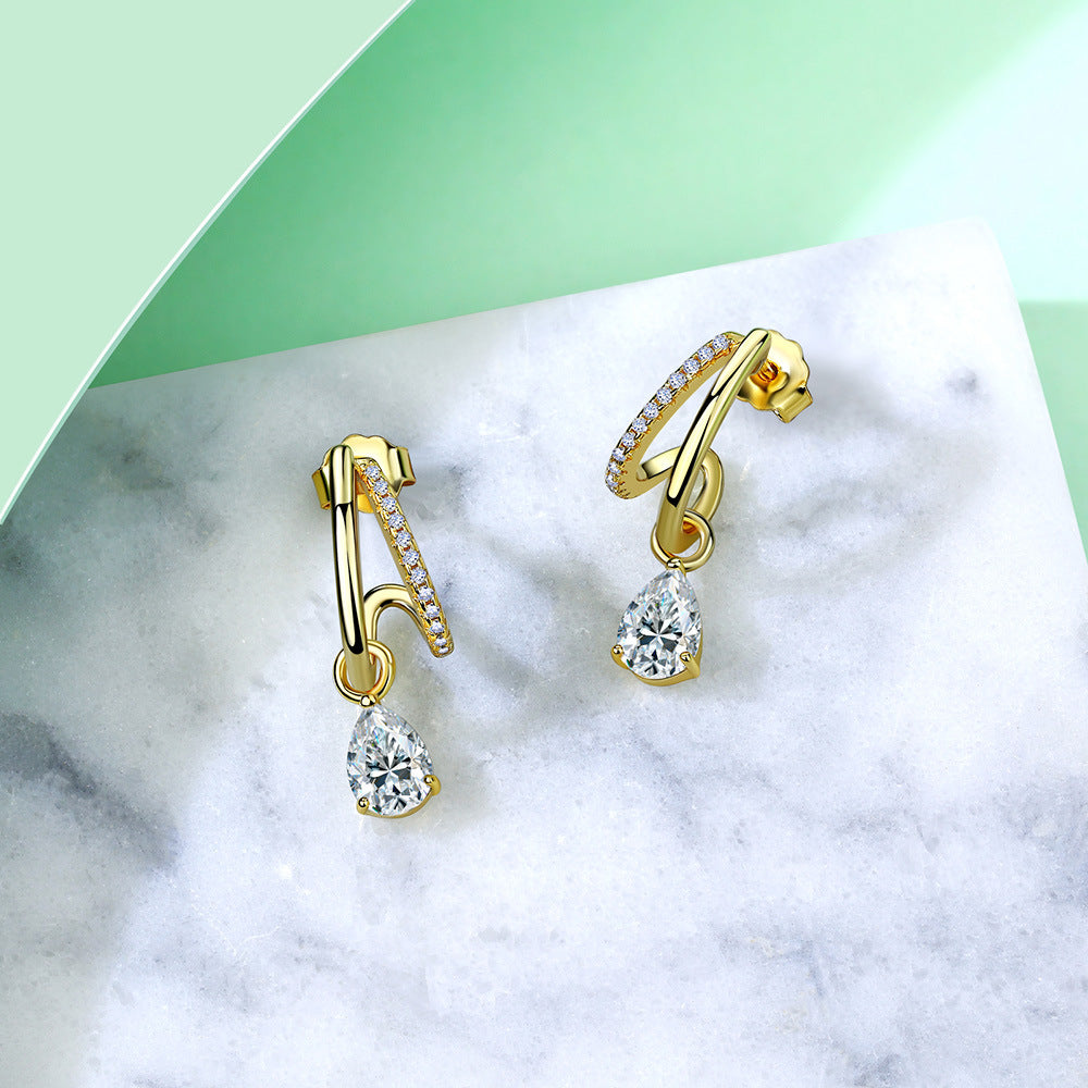 S925 Boucles d'oreilles à double boucle en argent sterling