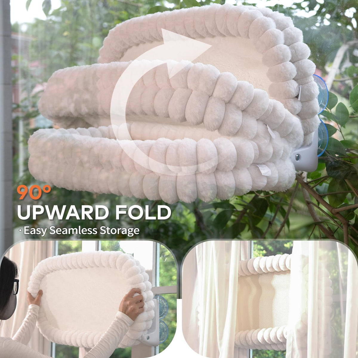 Perche de fenêtre de chat Cloud pour les chats intérieurs Hamac lit pliable Coussin réversible amovible W