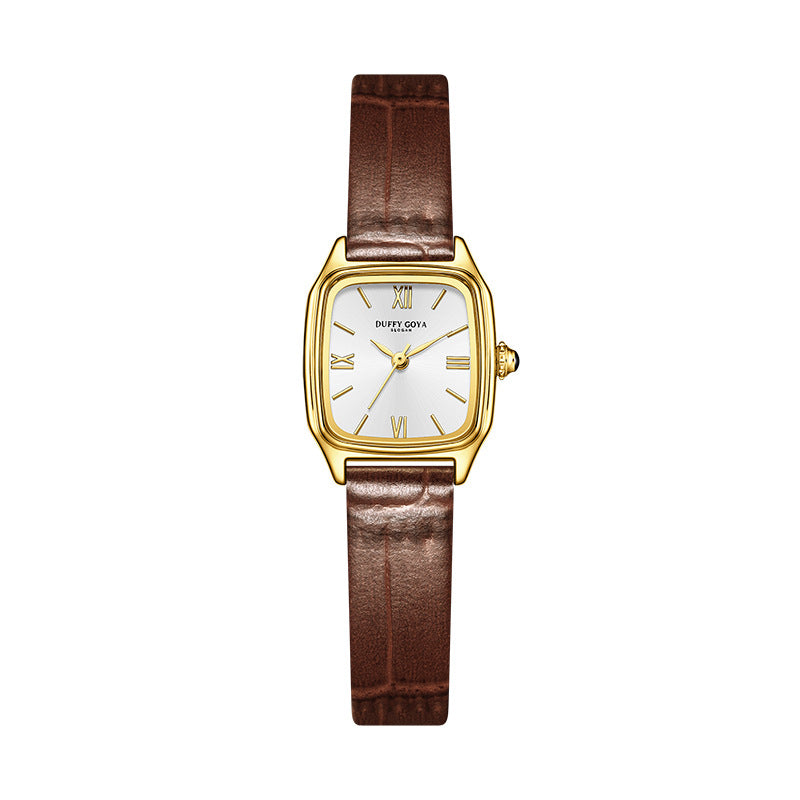 Montre en cuir véritable femmes Retro carré cadran étanche Et subtilement luxueux