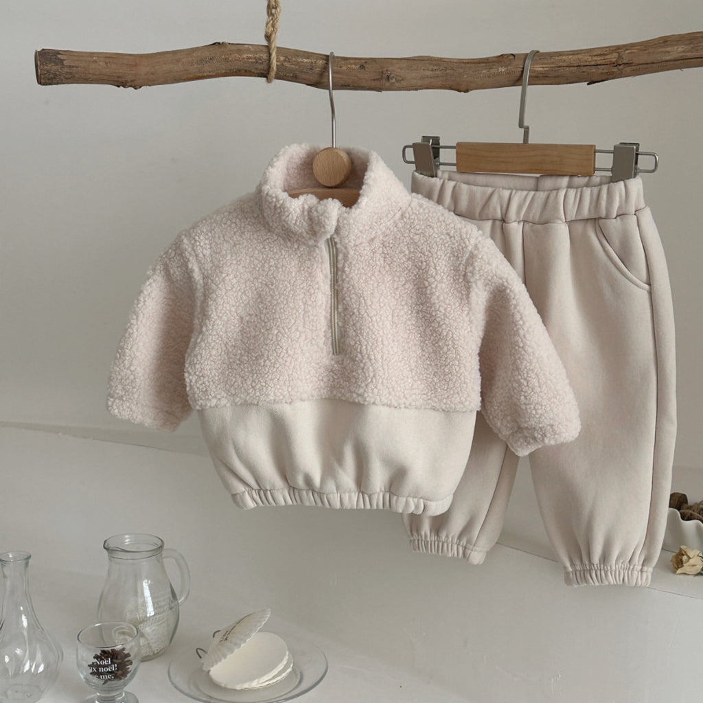Baby and Toddler Lambswool Collier Stand-up Chandail demi-zip