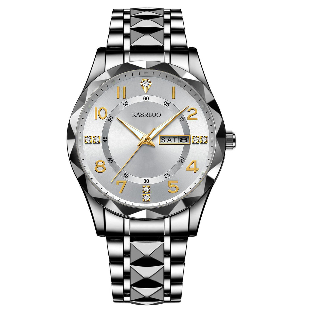 Dual Calendar Homme Mode Imperméable Montre Quartz Lumineuse