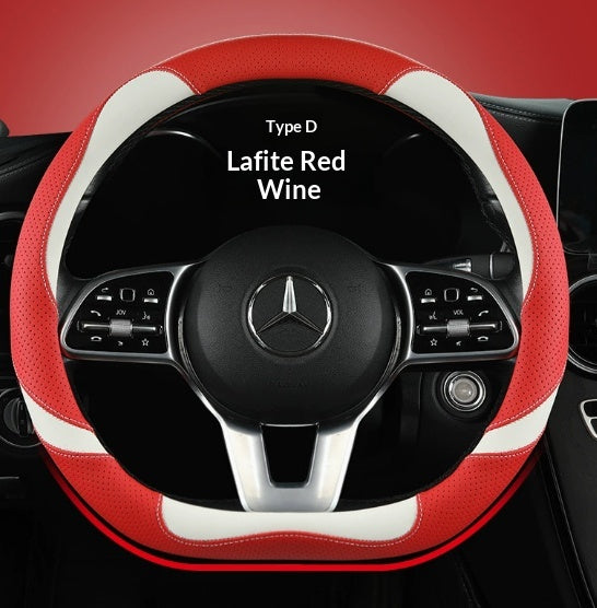 Unisex Cute Cartoon Full-Leather Non-Slip Wear-Resistant Car Steering Wheel Cover