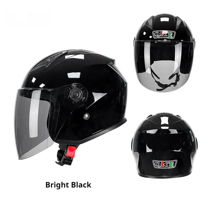 Casque de trois quarts de moto électrique quatre saisons casque d'équitation universel