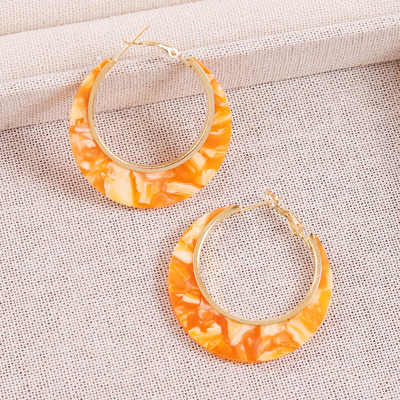 Designer Inspired Couleur Block Acétate Large C Boucles d'oreilles Acrylique Stud