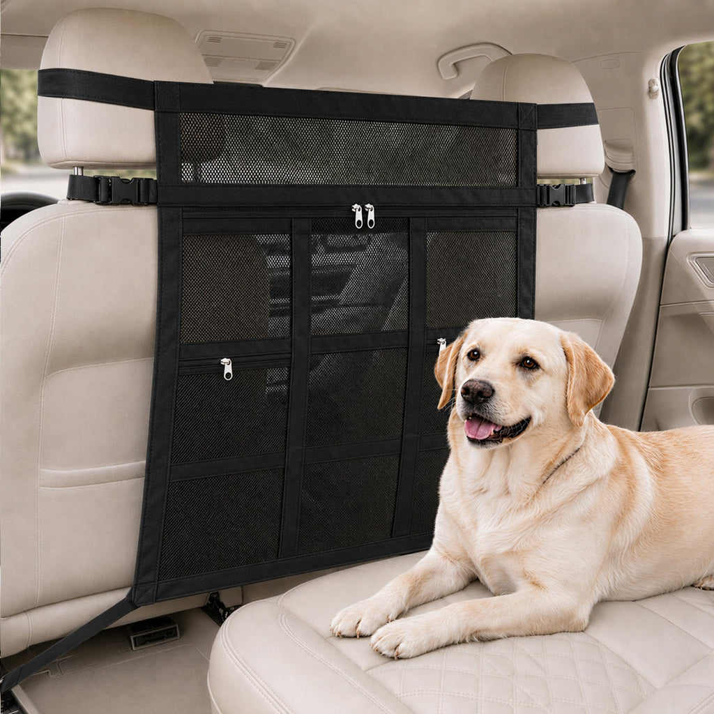 Barrière de chien de voiture avec crochet et fermeture boucle Double Zipper pour voiture VUS Respirant Mesh Barrie