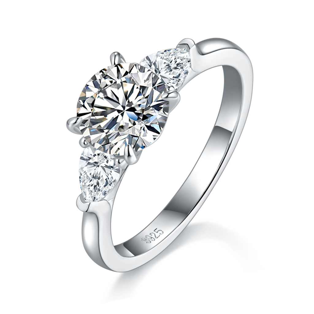 2 Anneau de fiançailles Carat Round Moissanite