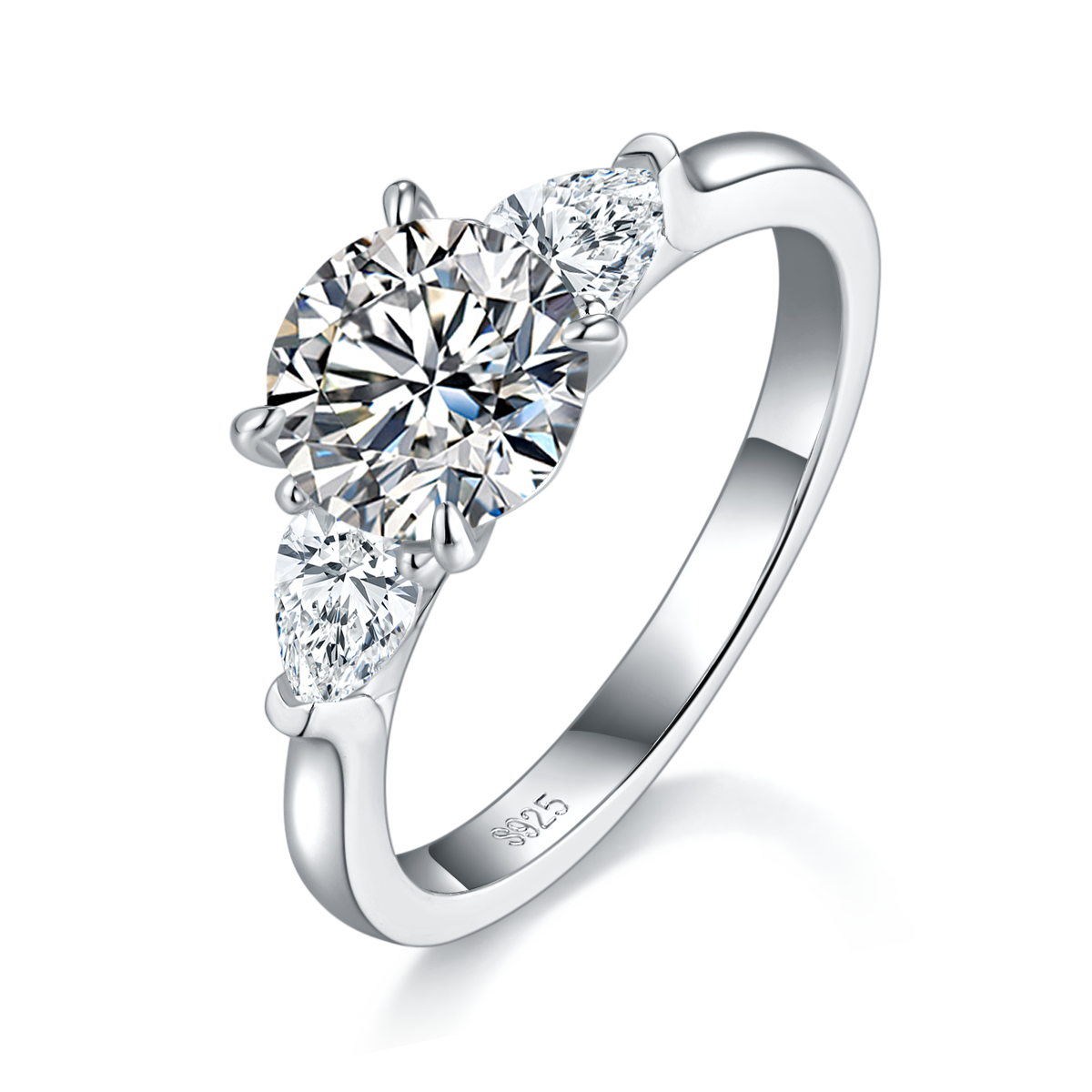 2 Anneau de fiançailles Carat Round Moissanite