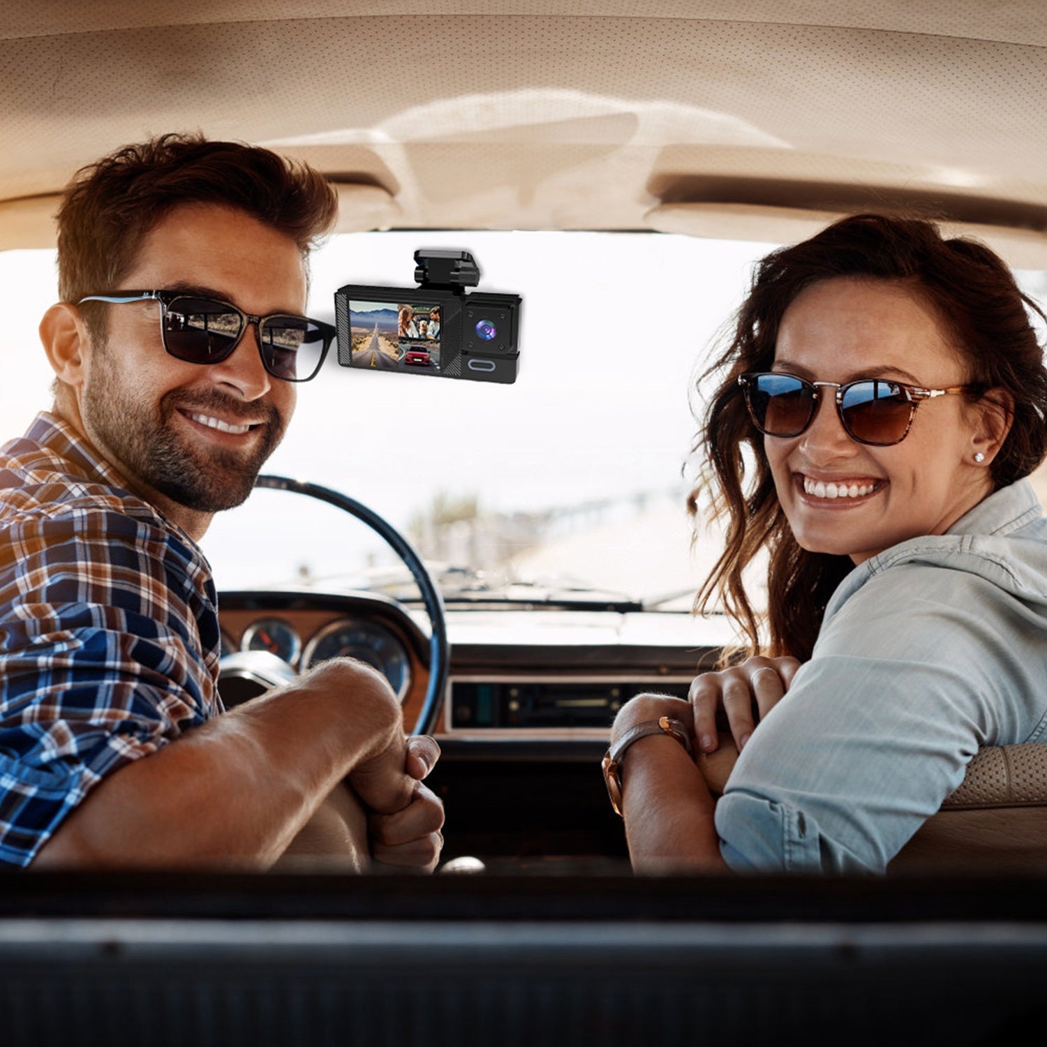 1Pc WiFi FHD 1080P voiture Dash Cam 3 canaux arrière avant caméra de Dash intérieur avec boucle Recordi