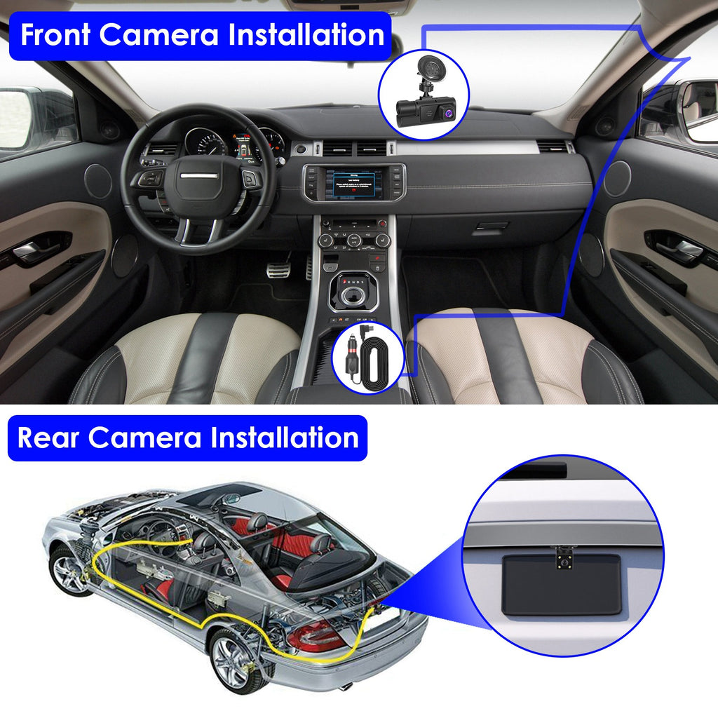 1Pc WiFi FHD 1080P voiture Dash Cam 3 canaux arrière avant caméra de Dash intérieur avec boucle Recordi