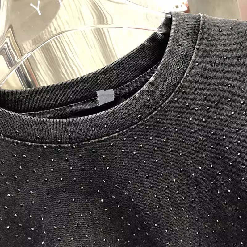 Style américain Vintage Lavé et Détresse Mid longueur Top