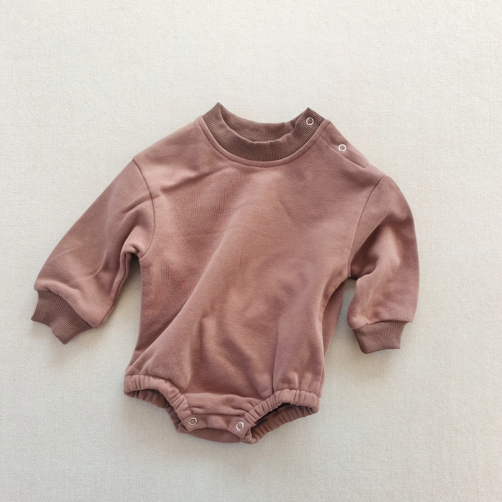Solid cotton long-sleeved dress